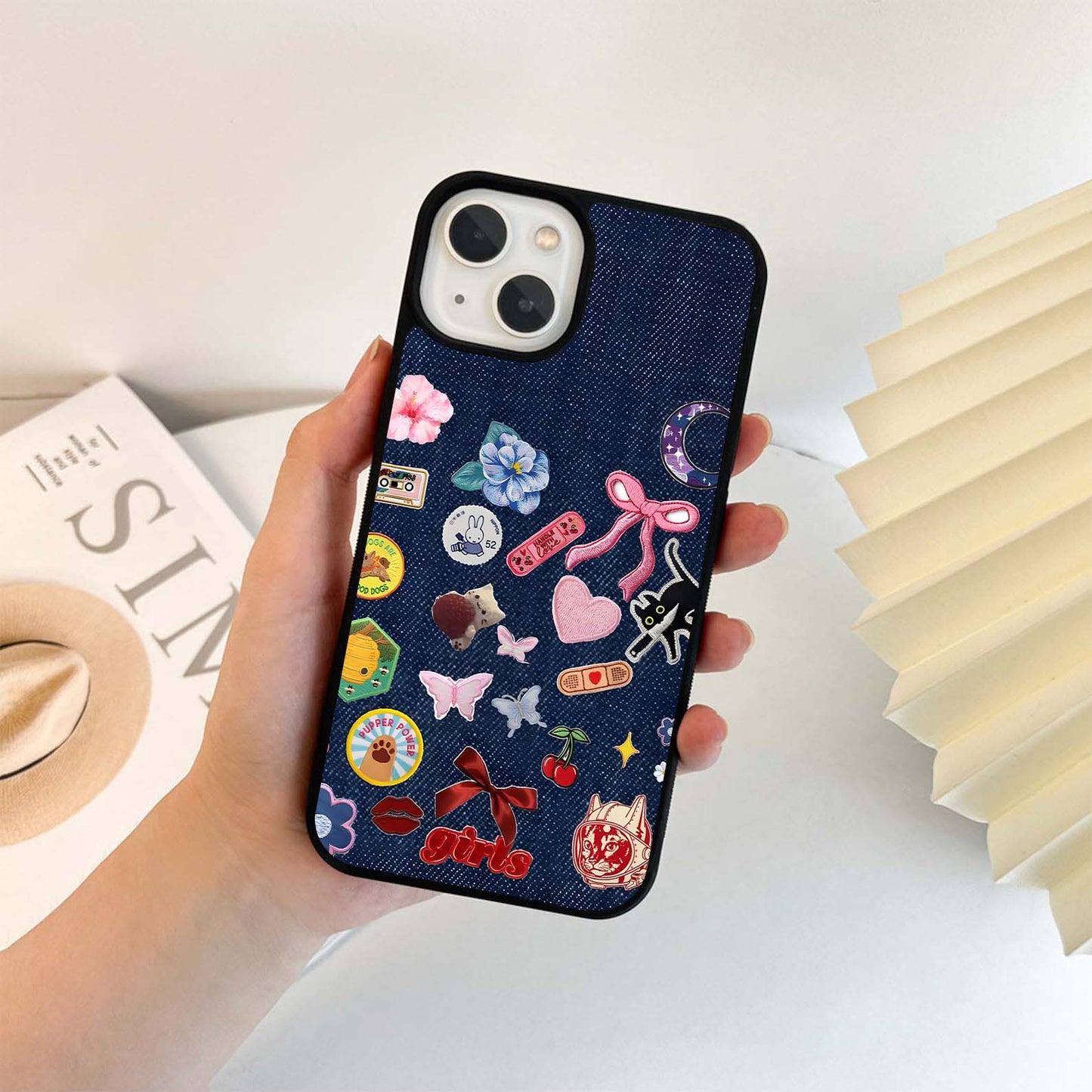 Embroidered Stickers Glass Case