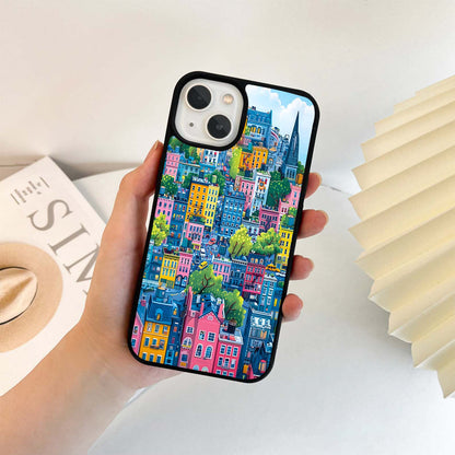 Cartoon Cityscape Glass Case