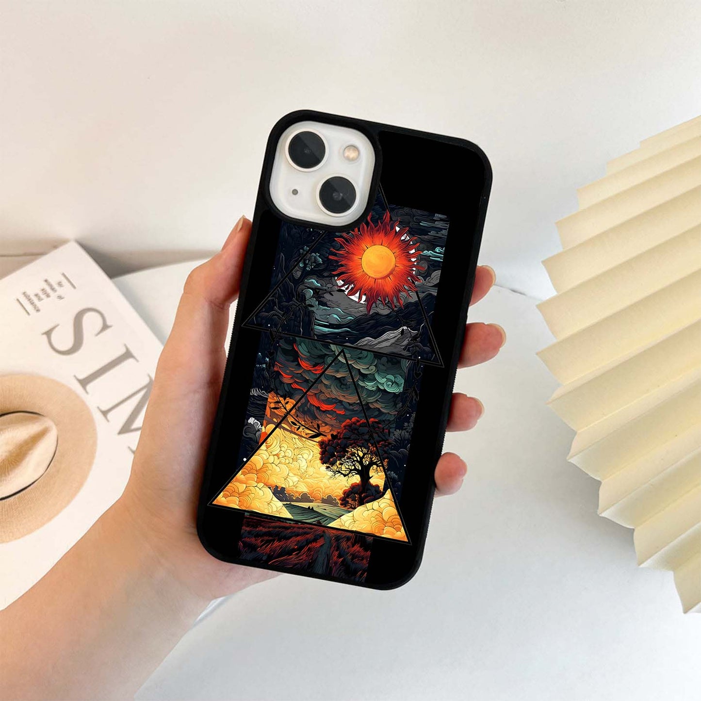 Scenery Under Triangle Glass Case