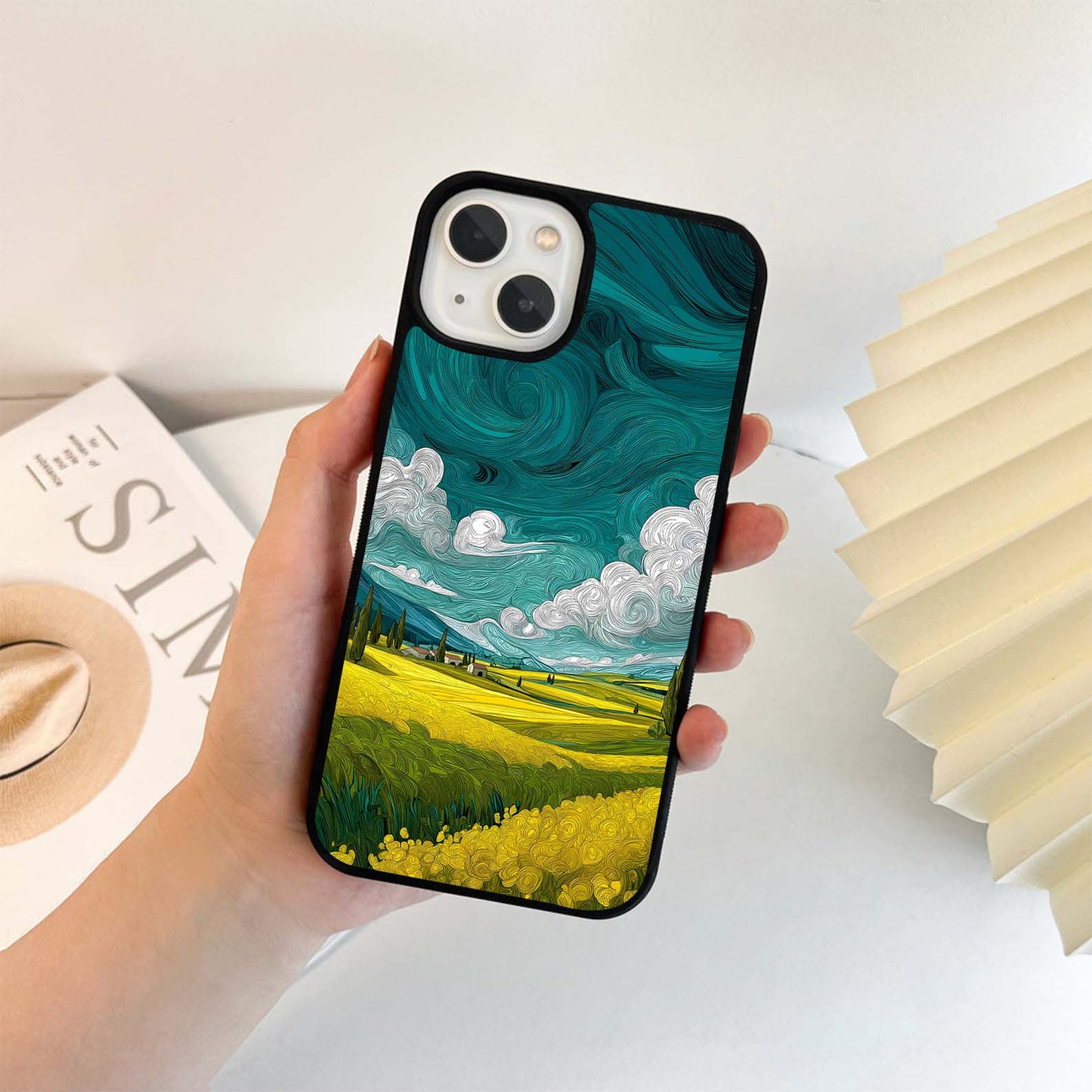 Yellow Van Gogh Style Glass Case