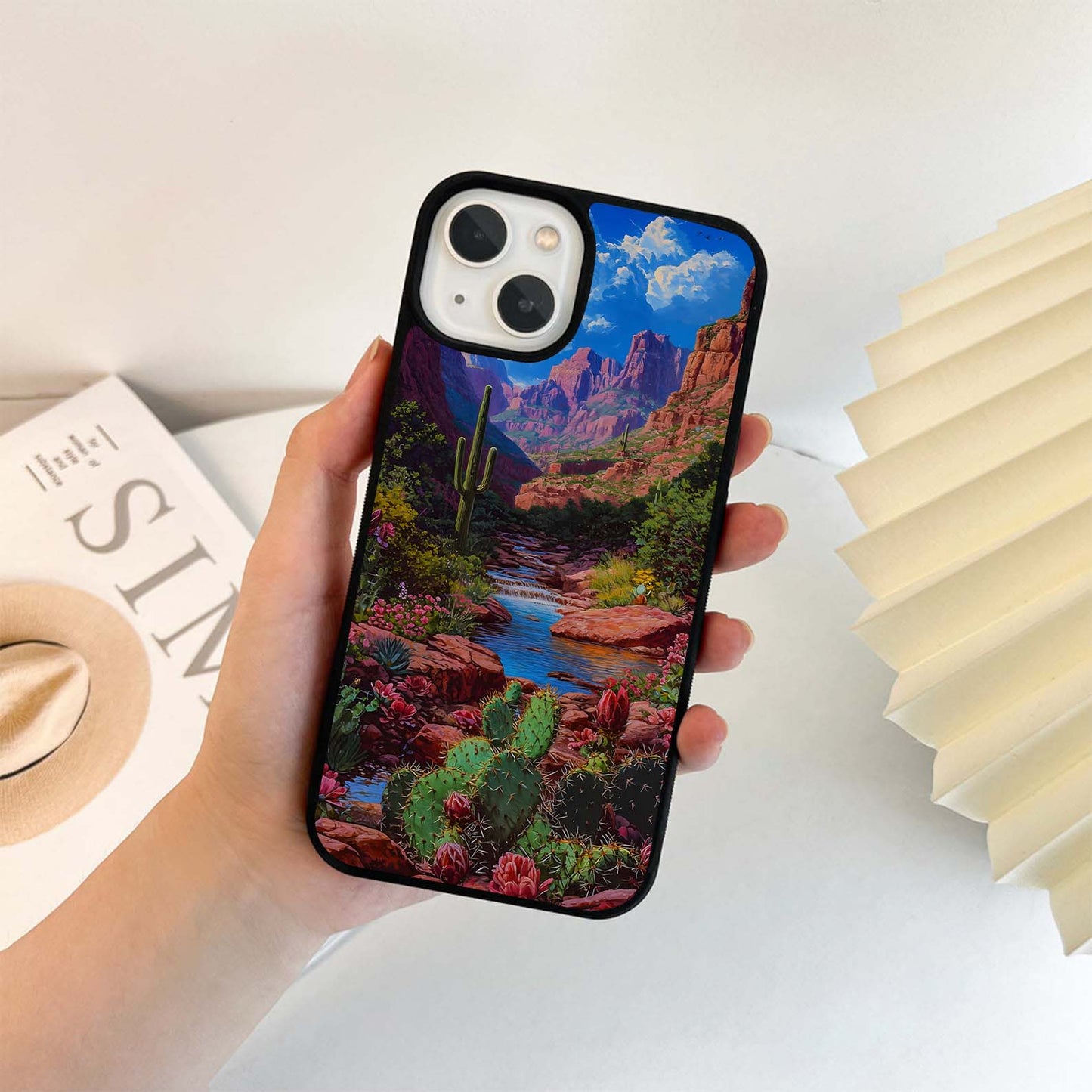 Cactus Desert Bloom Valley Glass Case