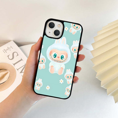 White Cute Labubu Glass Case