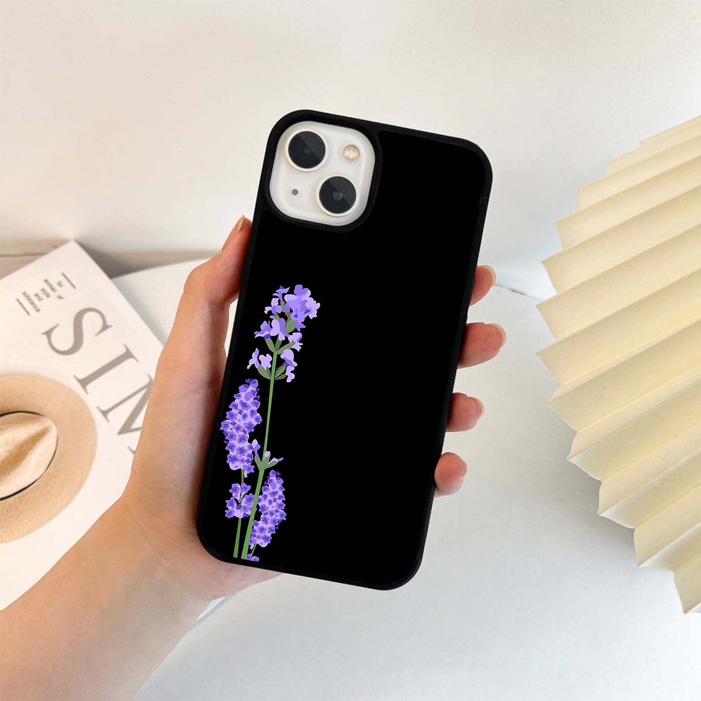 Lavender Bushy Flower Glass Case