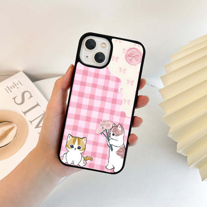 Gingham Cat Glass Case