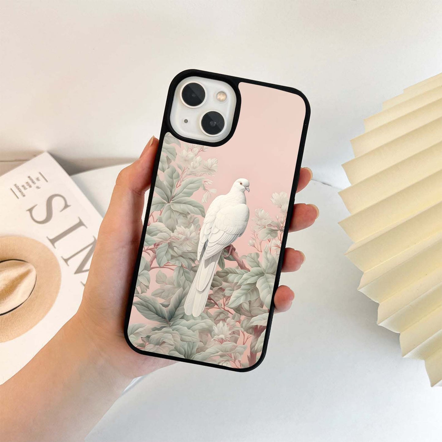 Elegant White Dove Glass Case