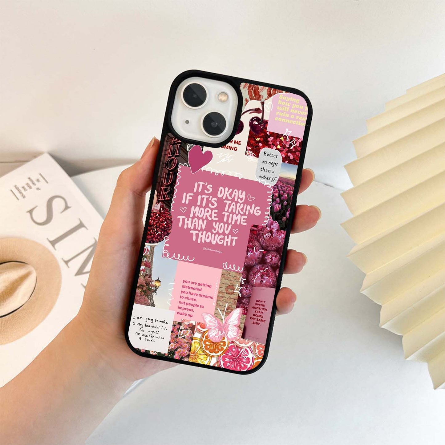 Aesthetic Pink Healing Glass Case