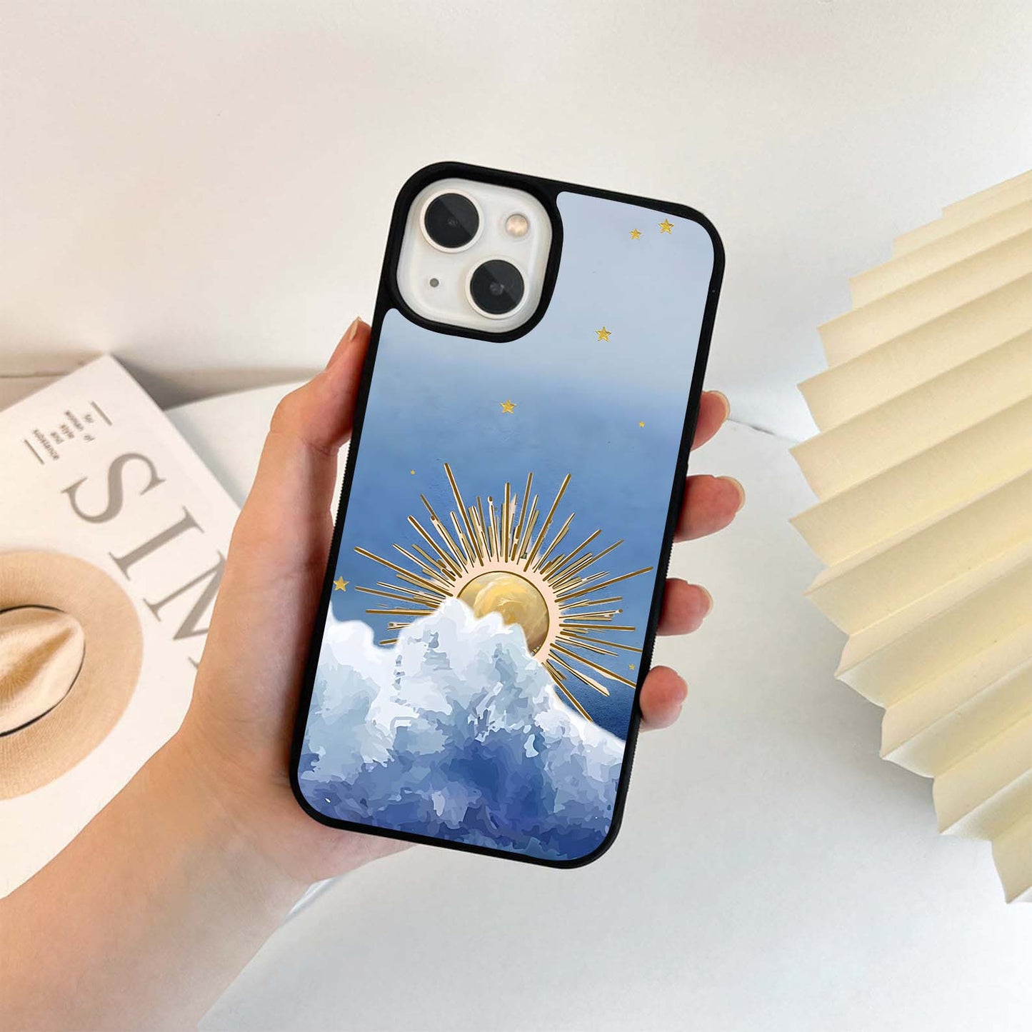 Golden Sun with Clouds Glass Case