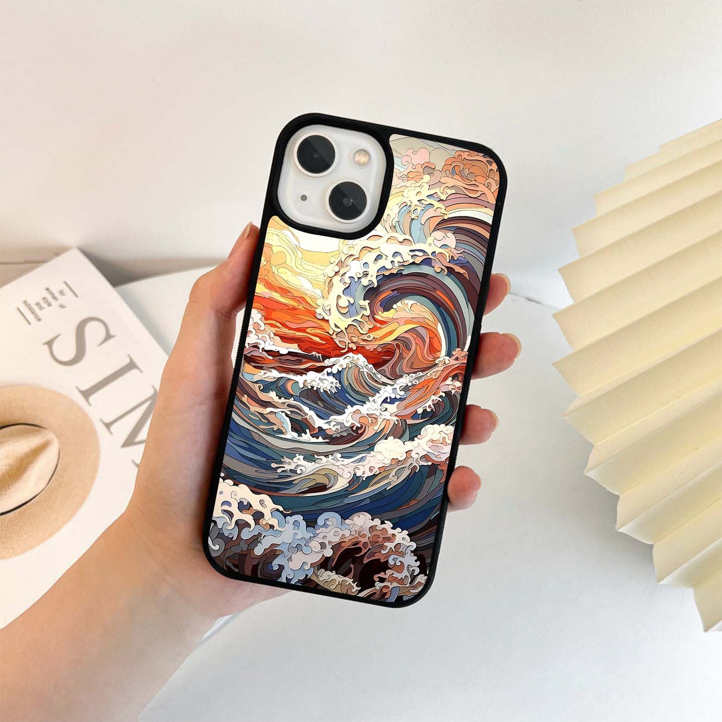 Substract Orange Wave Glass Case