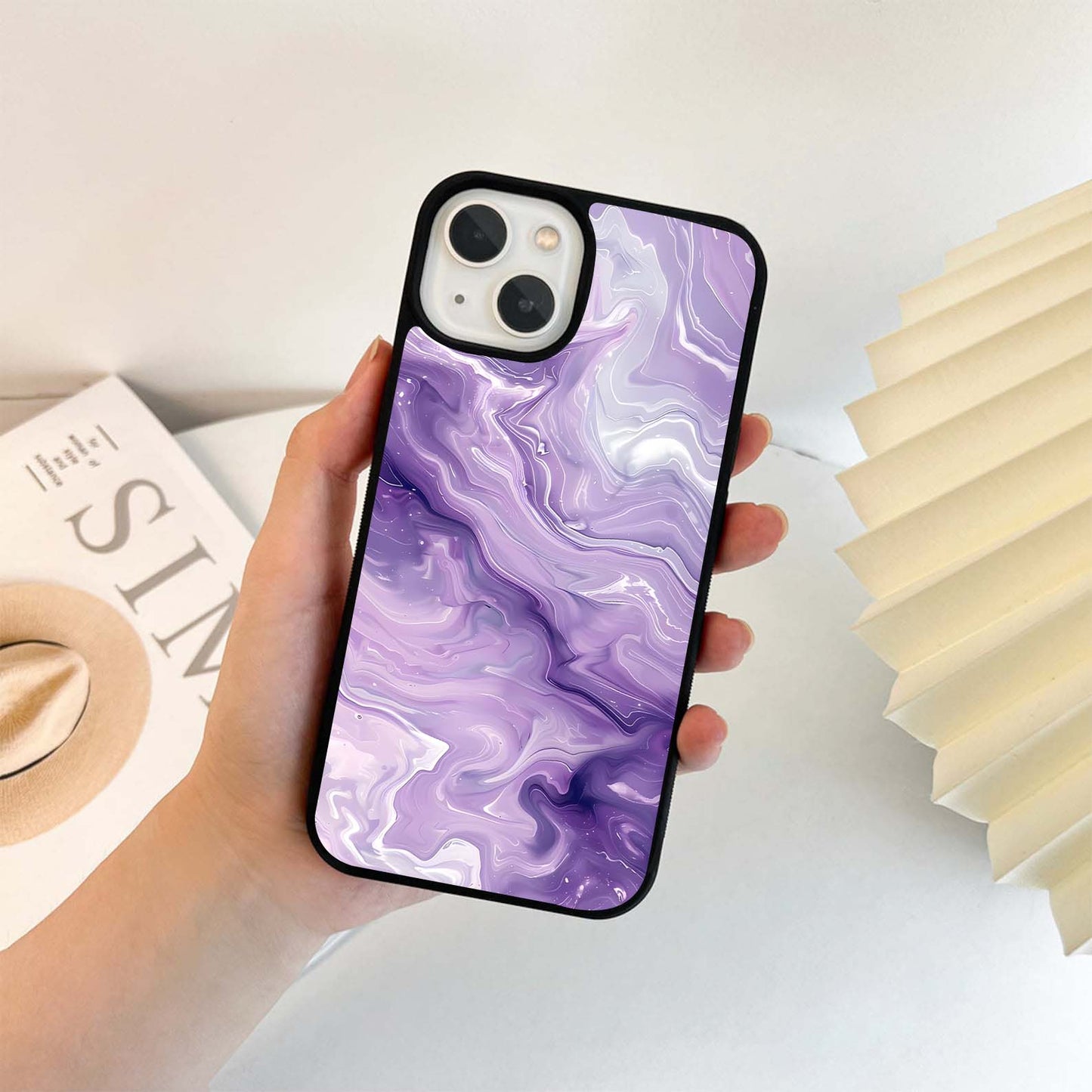 Purple Marble Swirl Glass Case