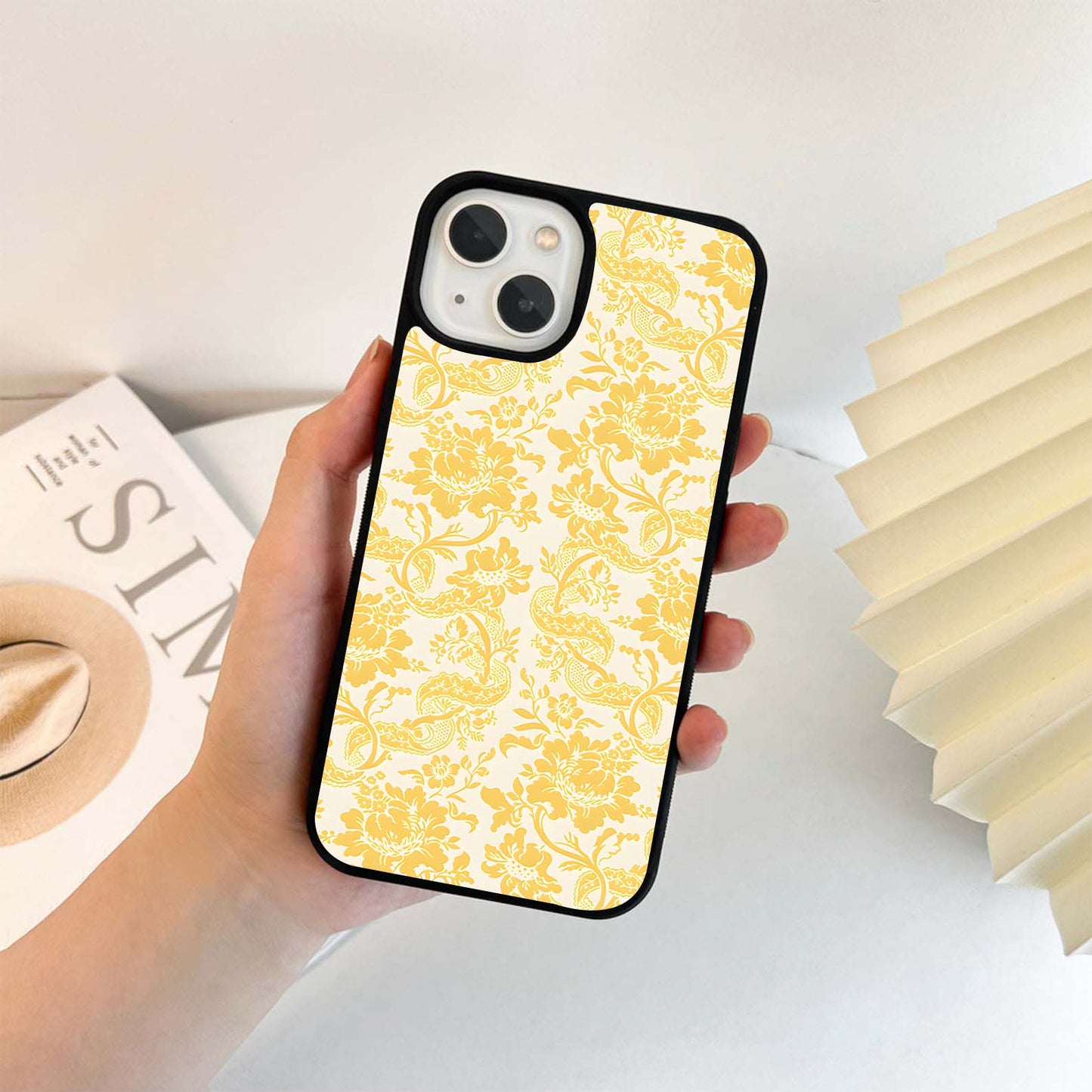 Golden Blossom Pattern Glass Case