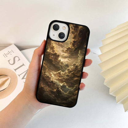 Golden Dark Clouds Glass Case
