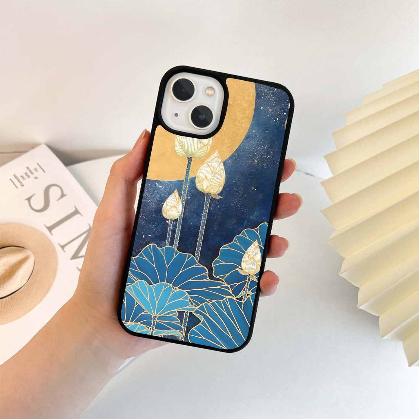 Moonlit Lotus Bloom Glass Case