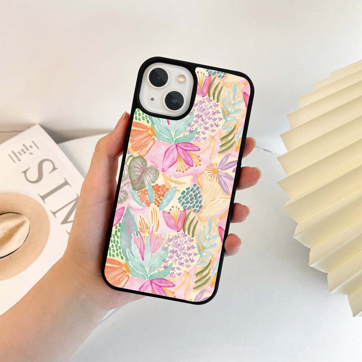 Watercolor Floral Bright Glass Case