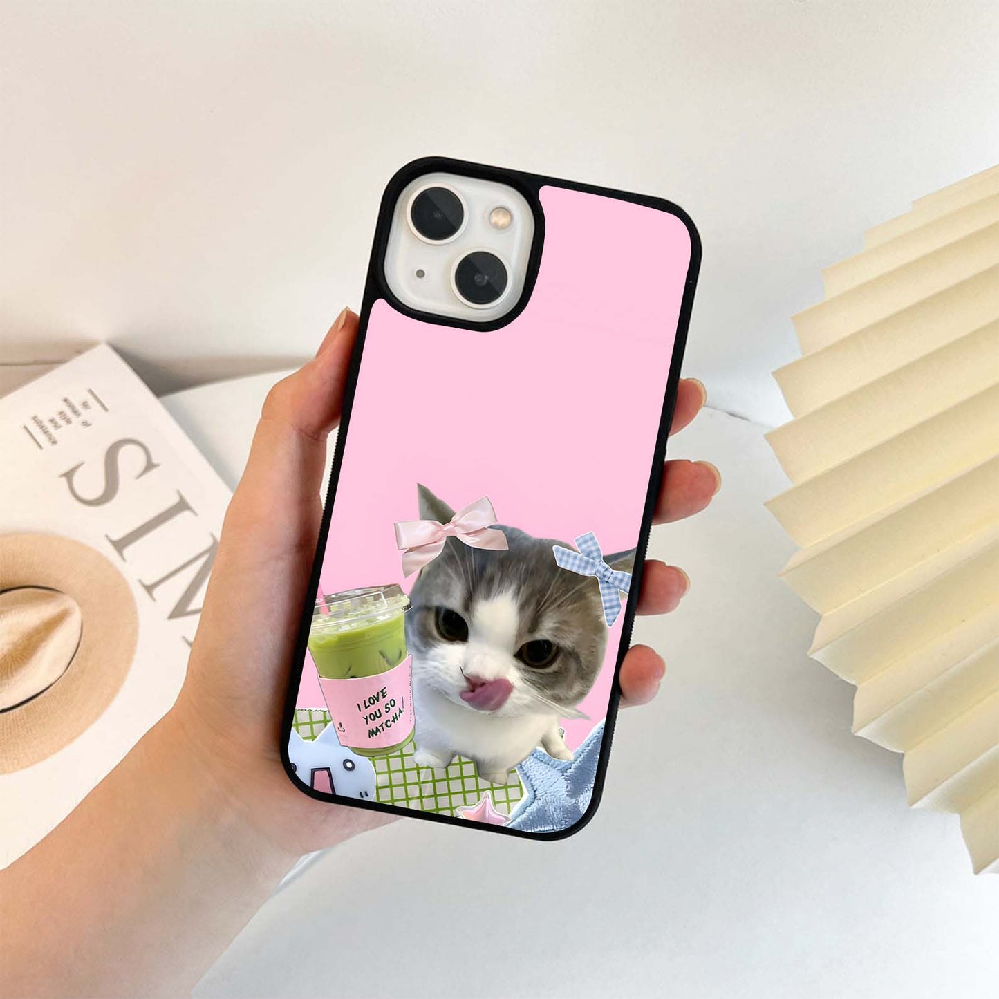 Love Matcha Cat Glass Case