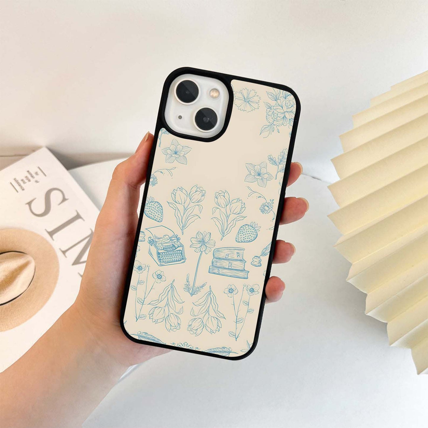 Vintage Ink Bloom Glass Case