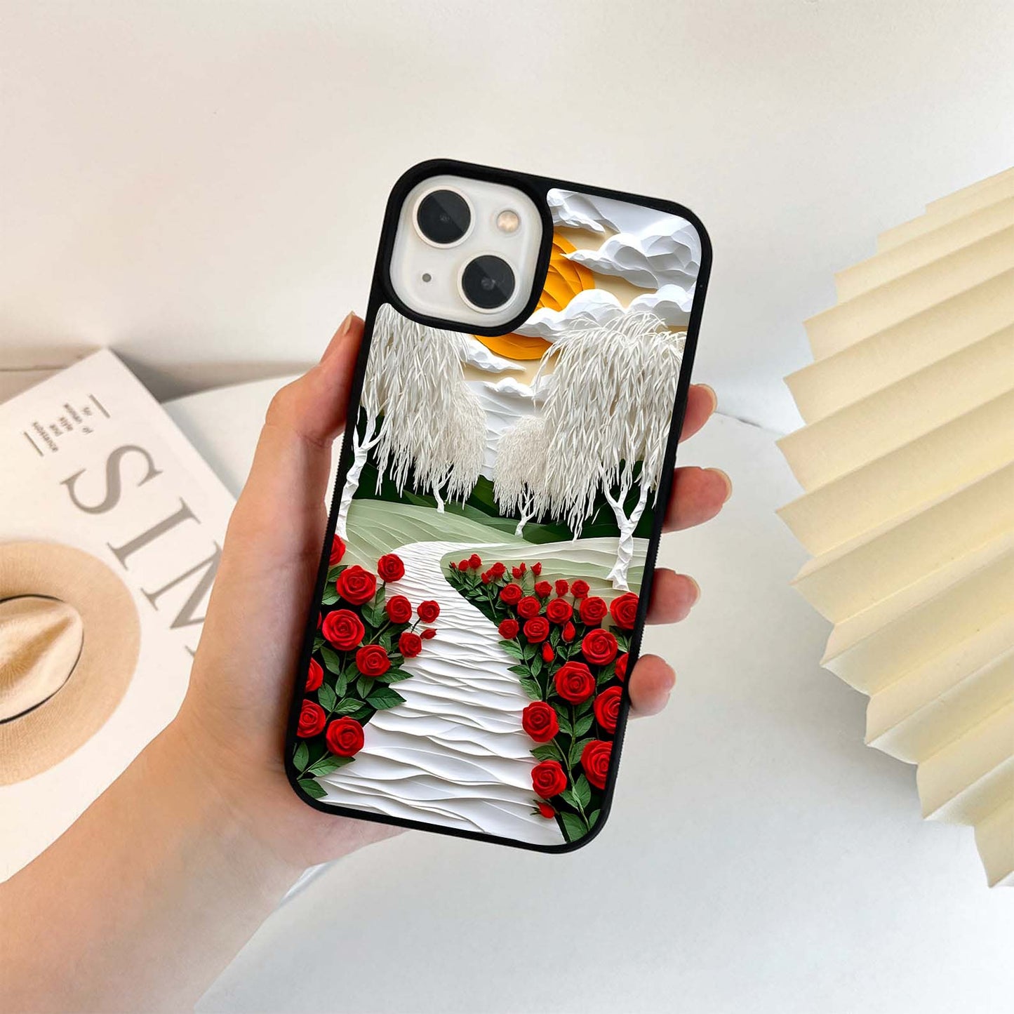 Sunlit Rose Path Glass Case