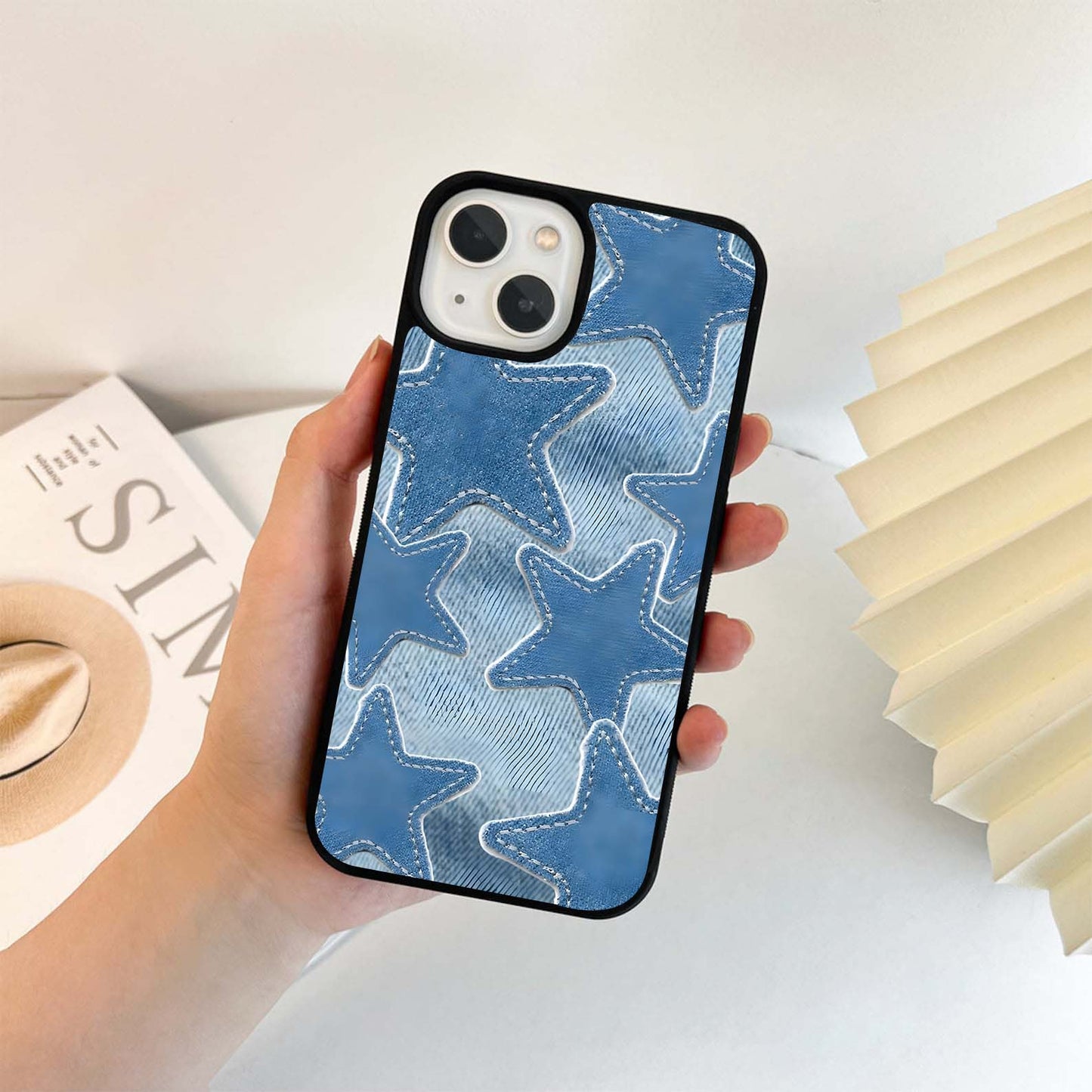 Denim Star Texture Glass Case