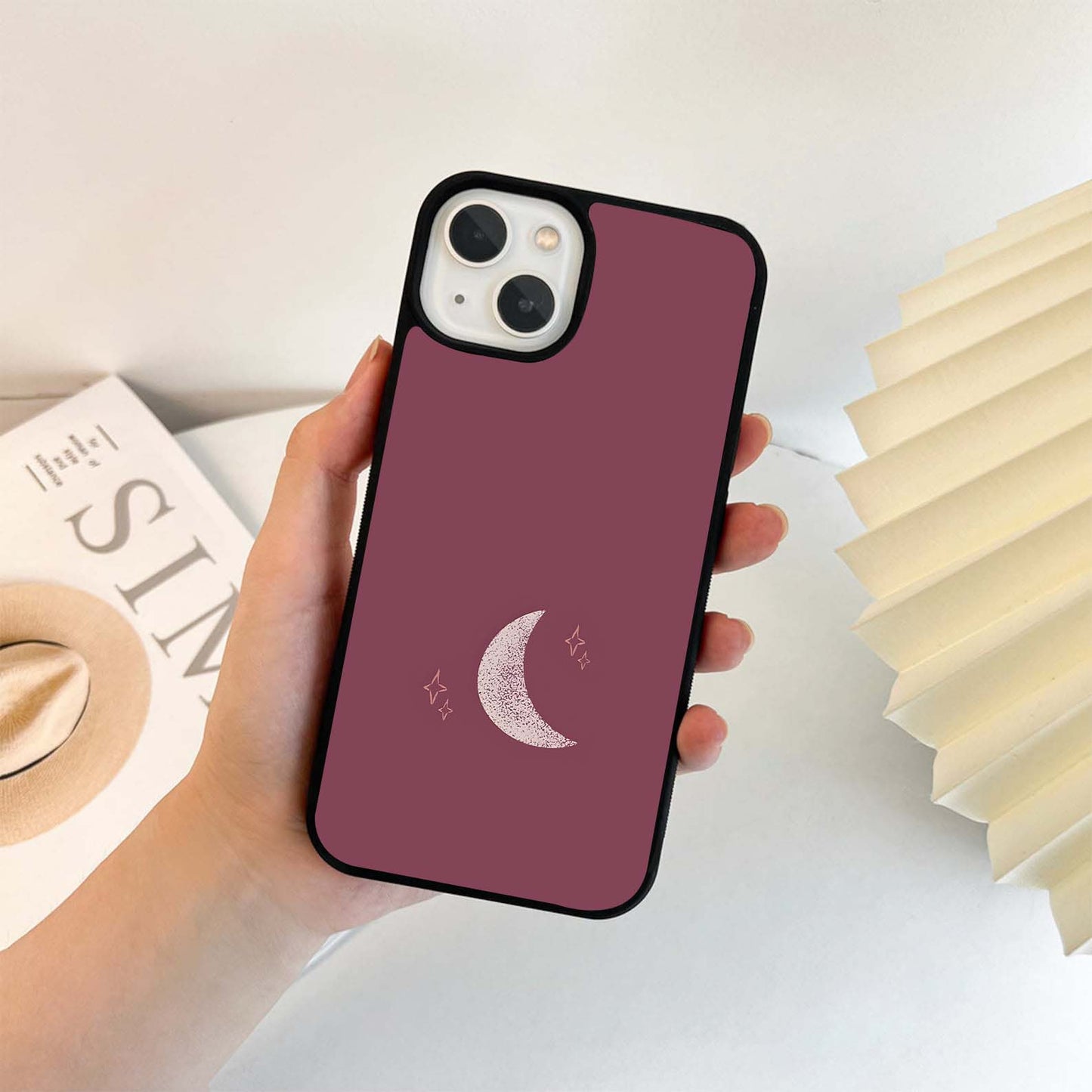 Half Texture Moon Glass Case