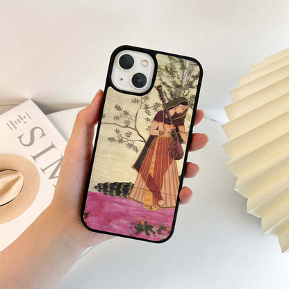 Lady With Veena Art Glass Case