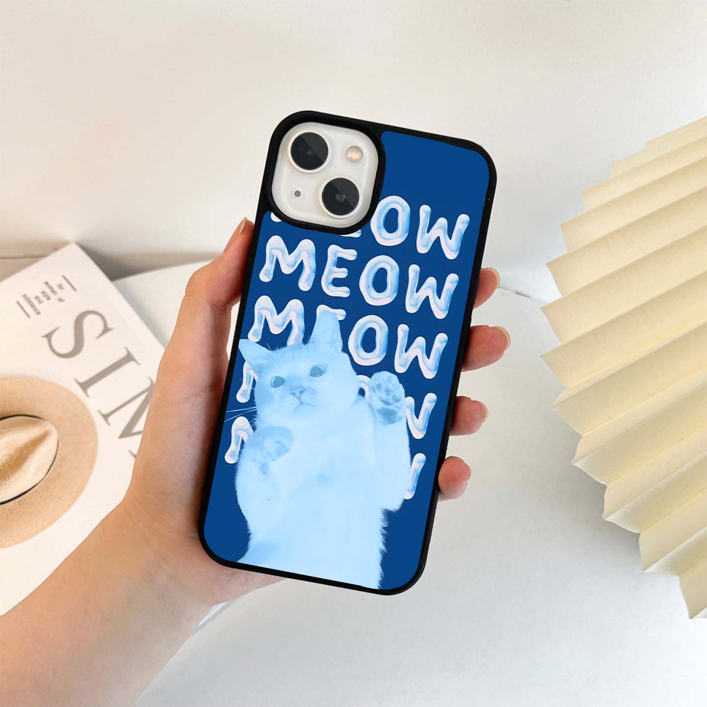 Blue Meow Glass Case