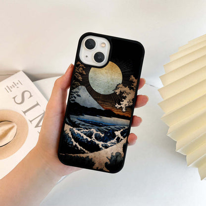 Golden Sun Over Waves Glass Case