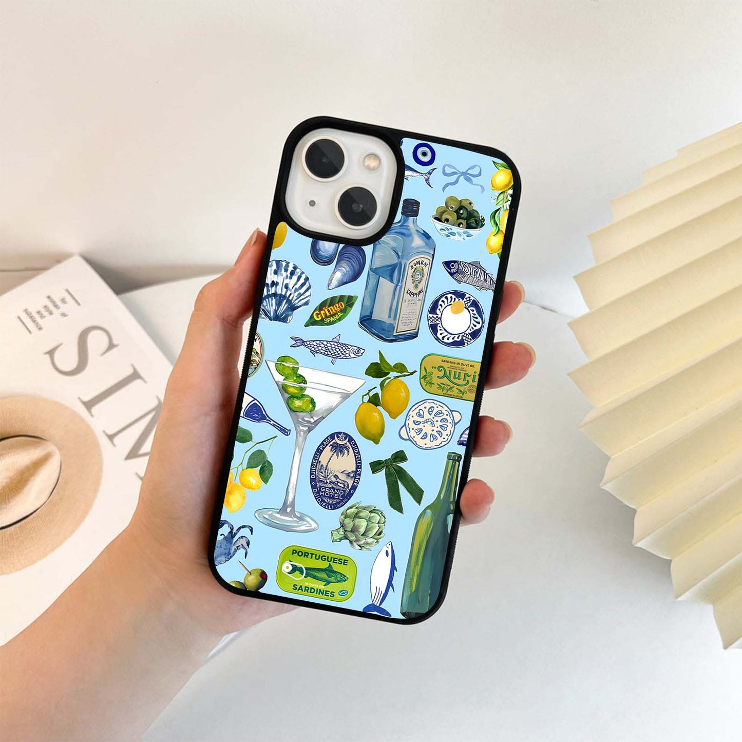 Blue Lemon Collage Glass Case