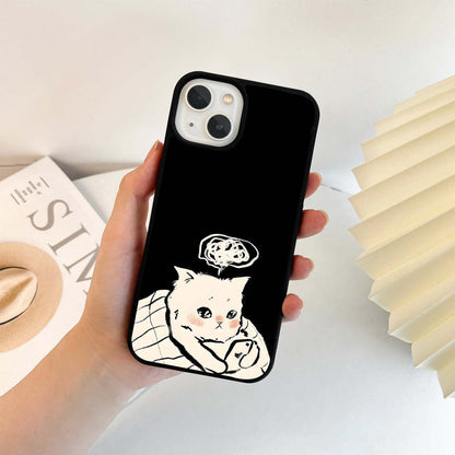 Anxious Cat Doodle Glass Case