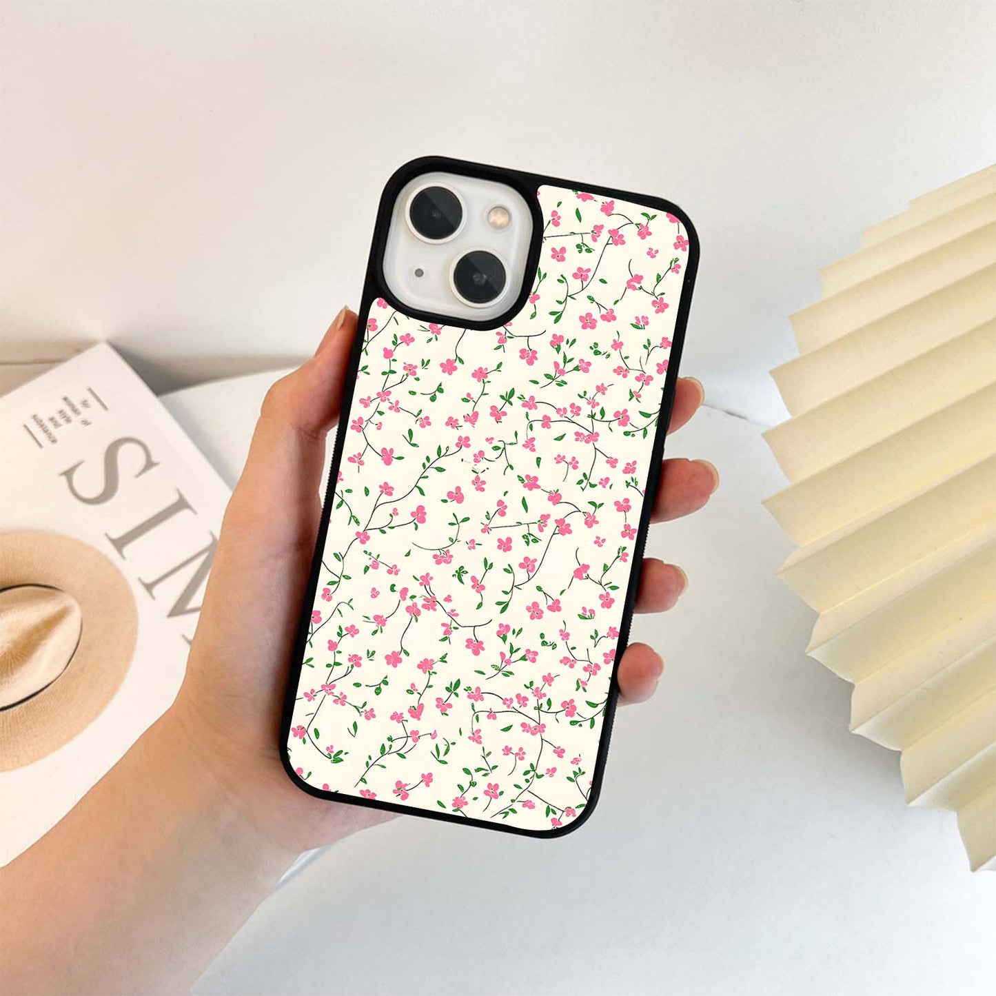 Pink Mini Floral Art Glass Case