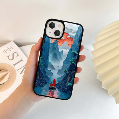 Ocean With Red Sun Glass Case