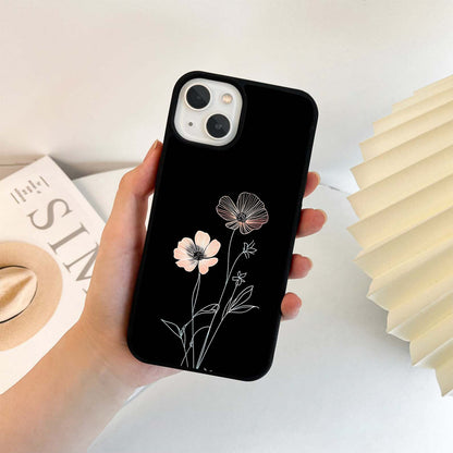 Pastel Line Flowers Glass Case