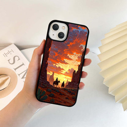 Western Sunset Ride Glass Case