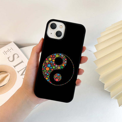 Colorful Floral yin-yang Glass Case