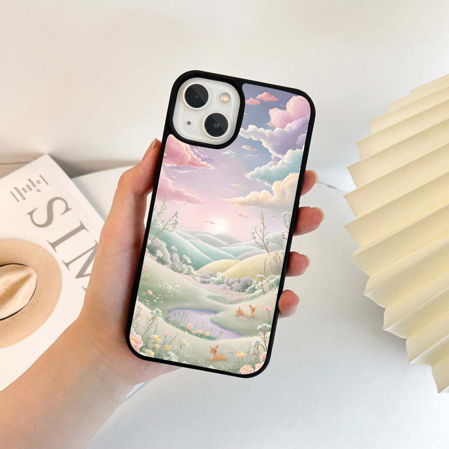 Enchanting Pastel Landscape Glass Case