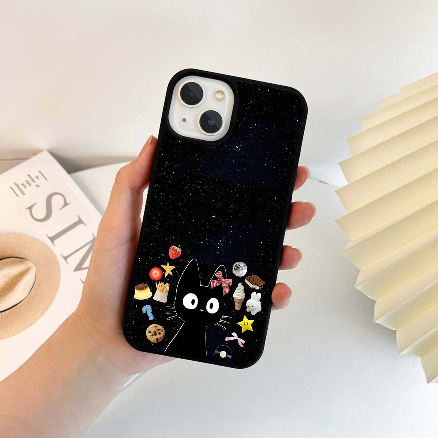 Black Cat in Space Delight Glass Case