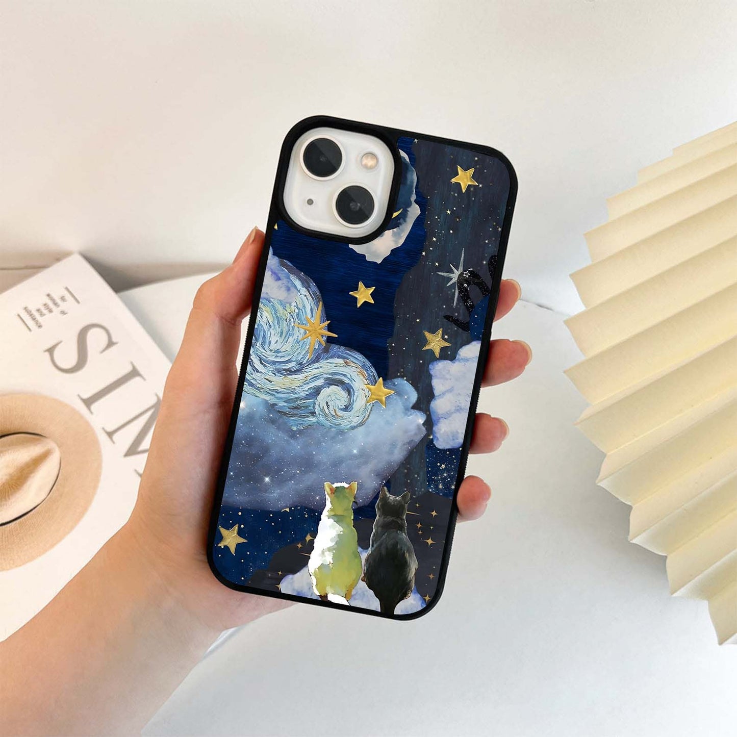 Two cats Vangogh Glass Case