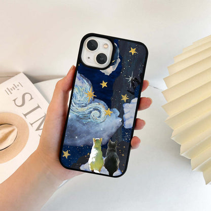 Two cats Vangogh Glass Case