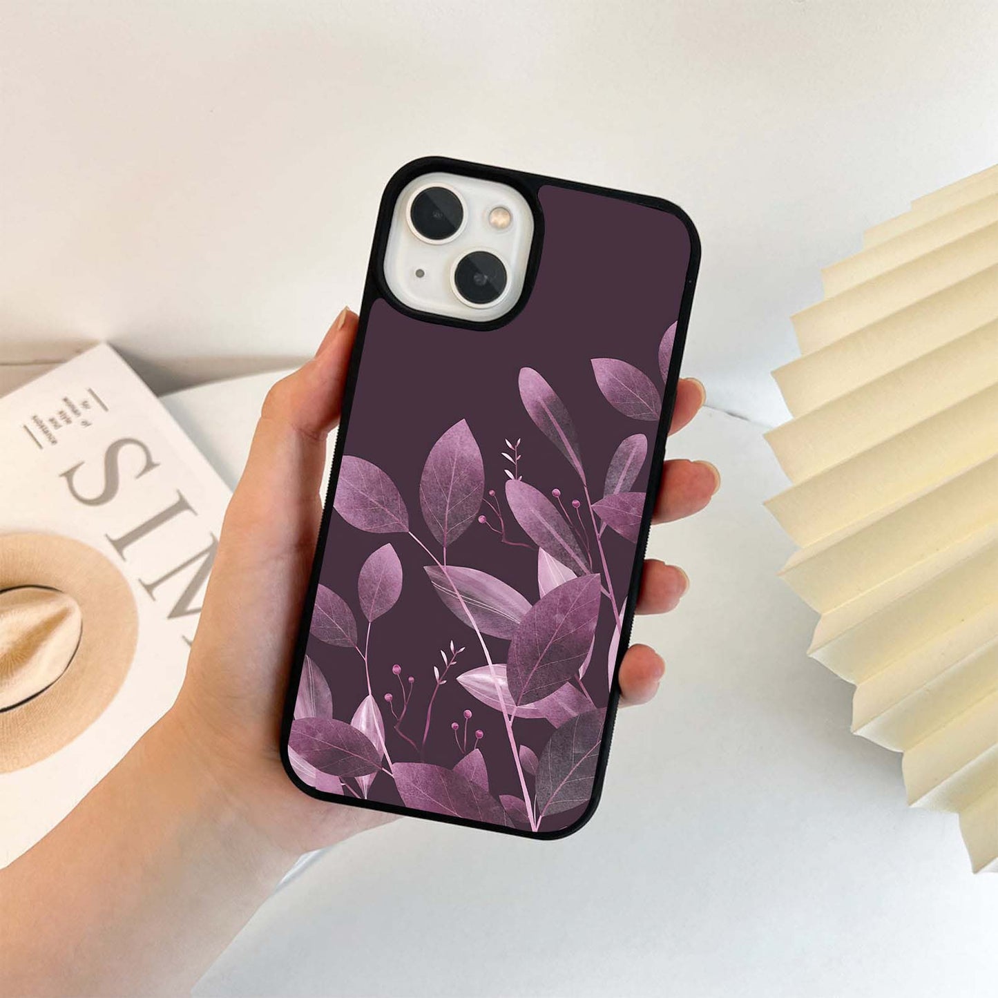 Purple Leaves Glass Case