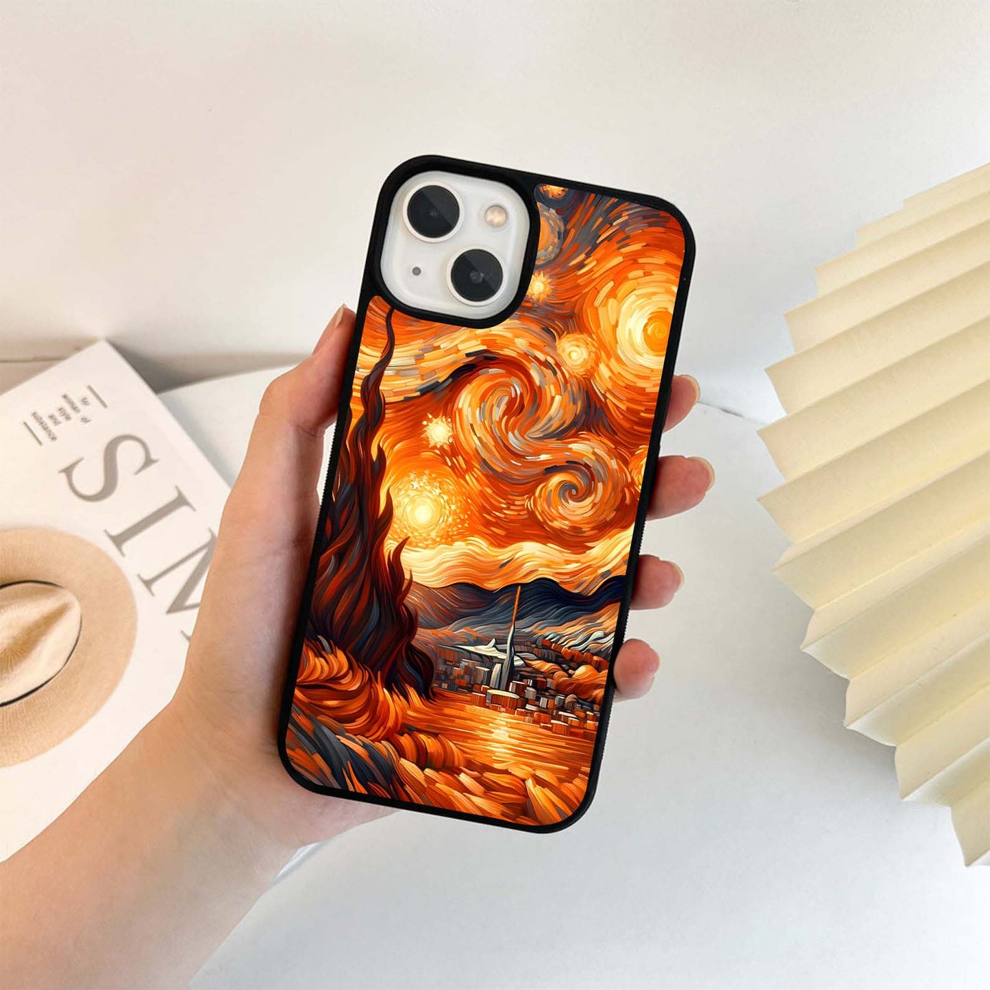 Orange Groovy Vangogh Glass Case