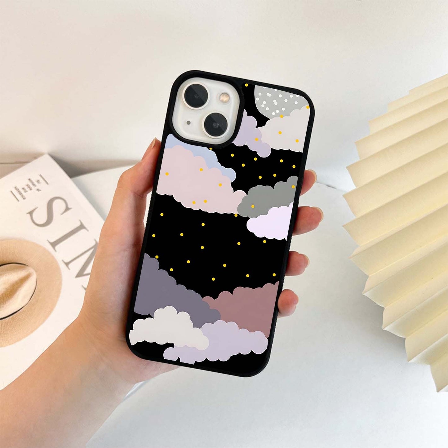 Cloudy Night Sky Glass Case