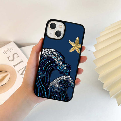 Blue jeweled with starfish Glass Case