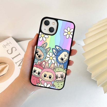 Retro Labubu Pattern Glass Case