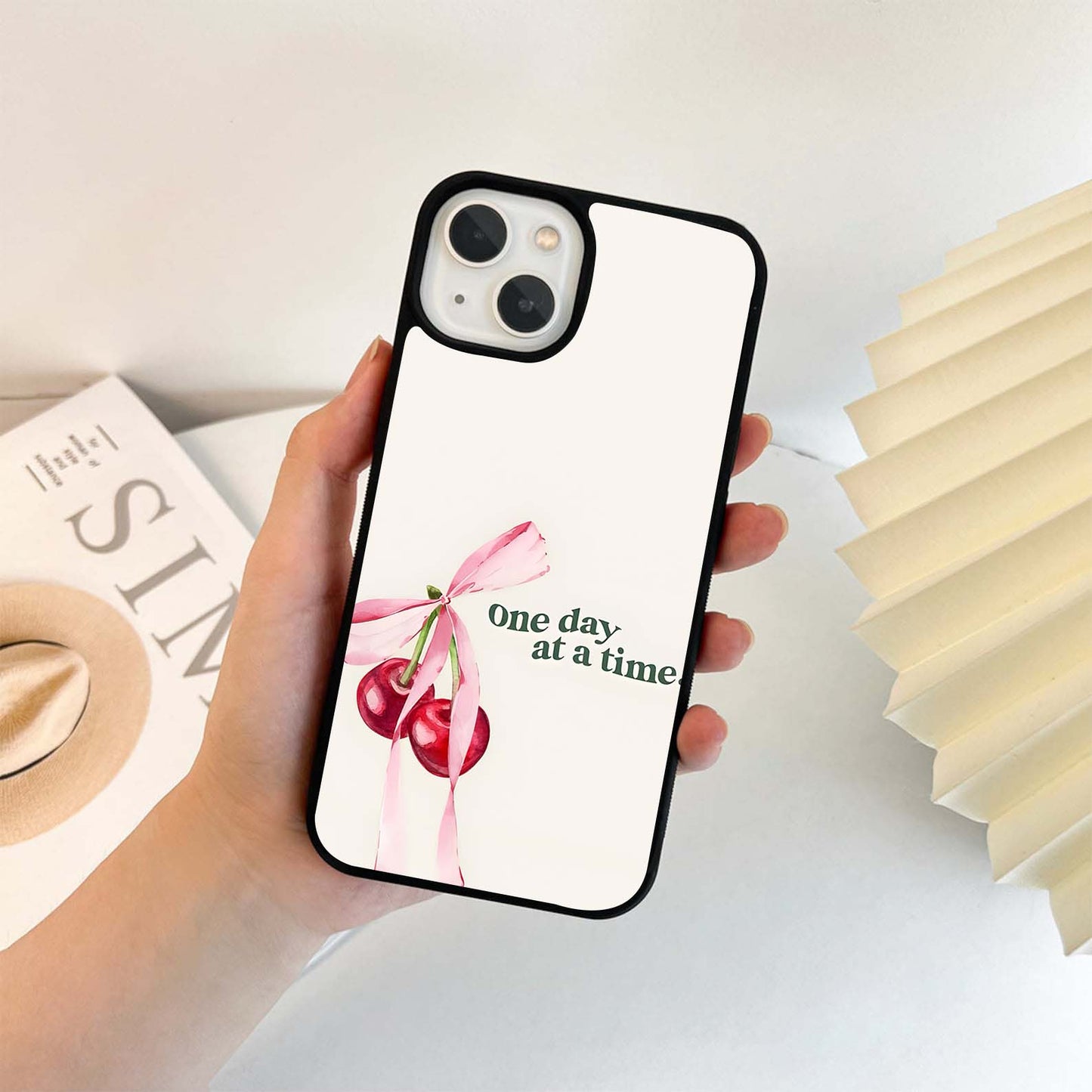 Ribbon Cherry & Quote Glass Case