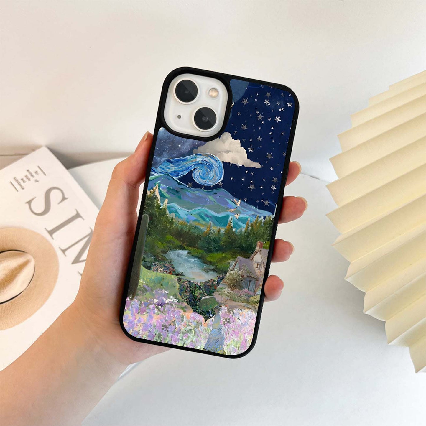 Whimsical Night house Glass Case