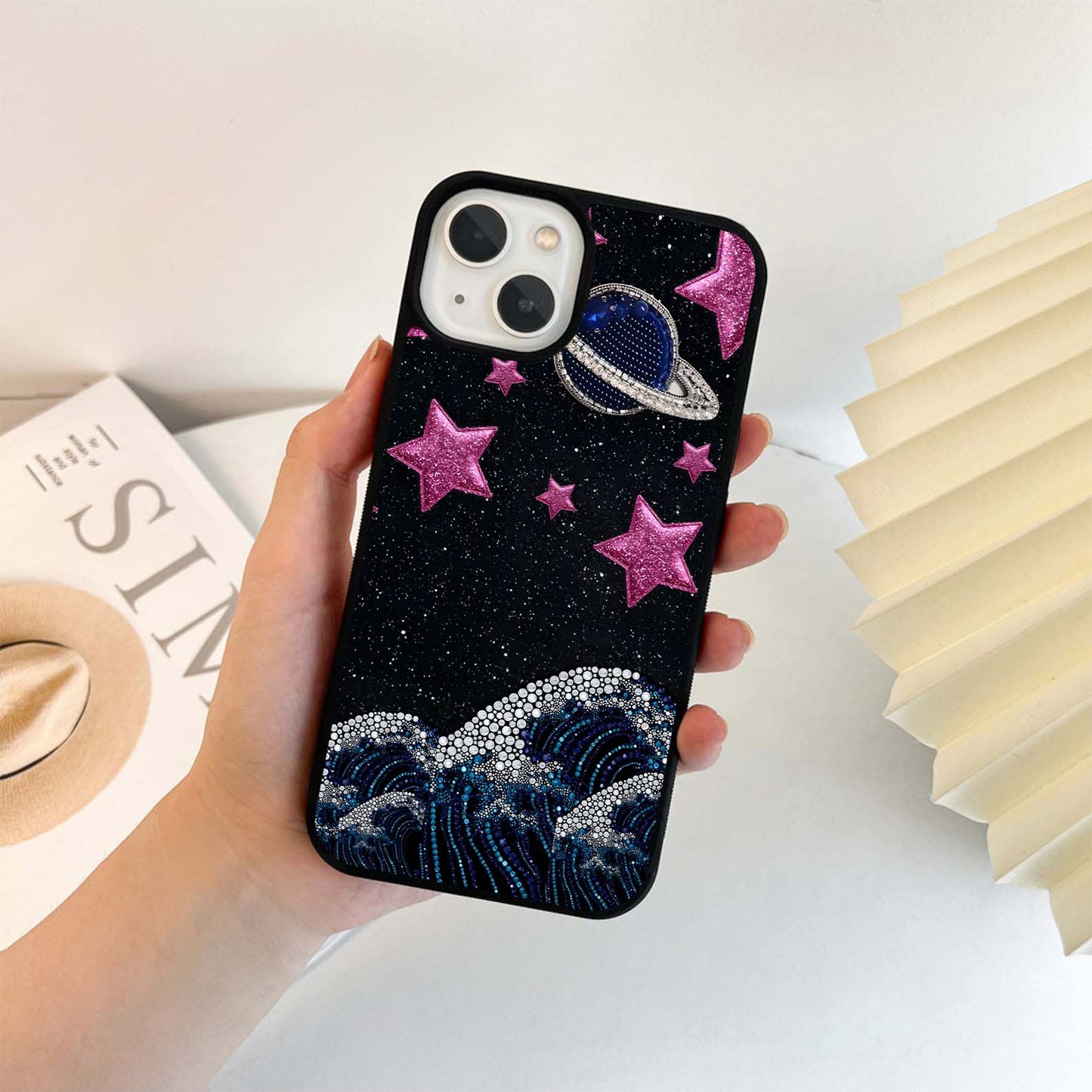 Saturn Pink Storm Glass Case