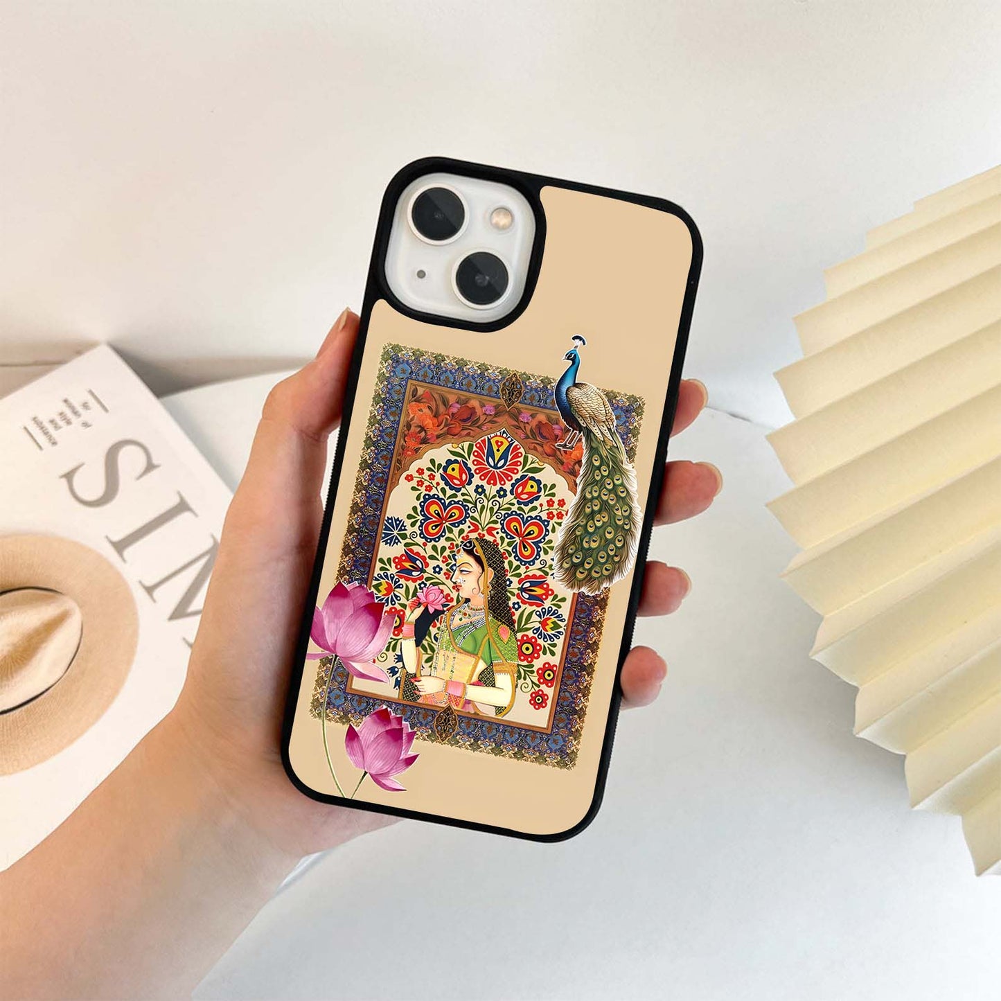 Mughal Princess & Peacock Glass Case