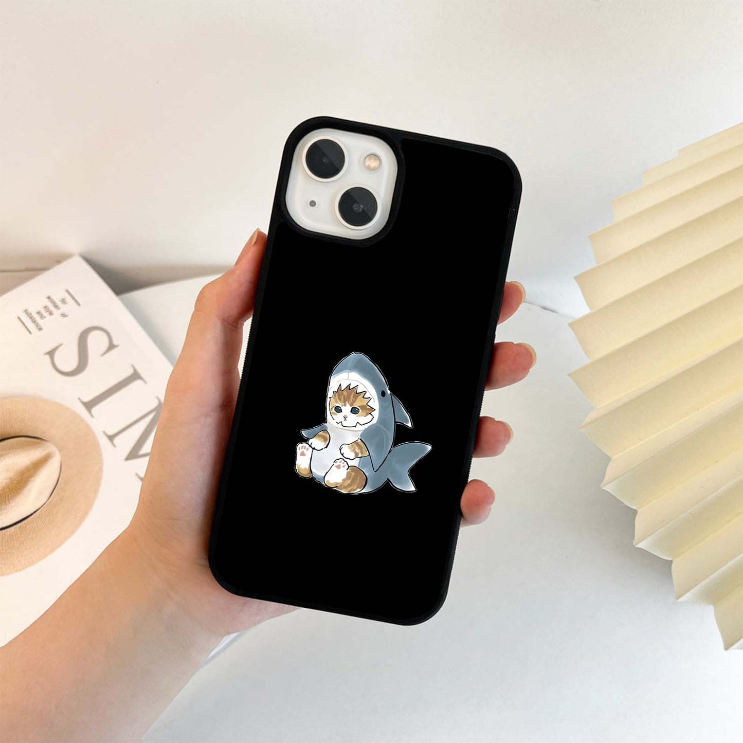 Cat With Shark Dress Glass Case