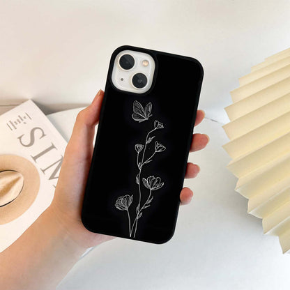 Wite Line Art Boho Glass Case