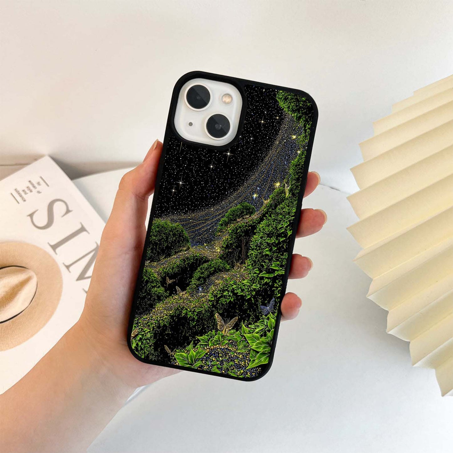 Starry Greenery Wallpaper Glass Case