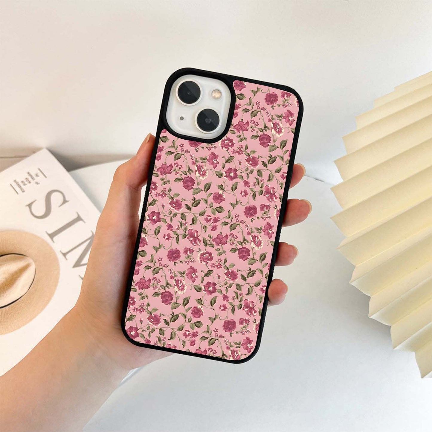 Charming Pink Floral Glass Case