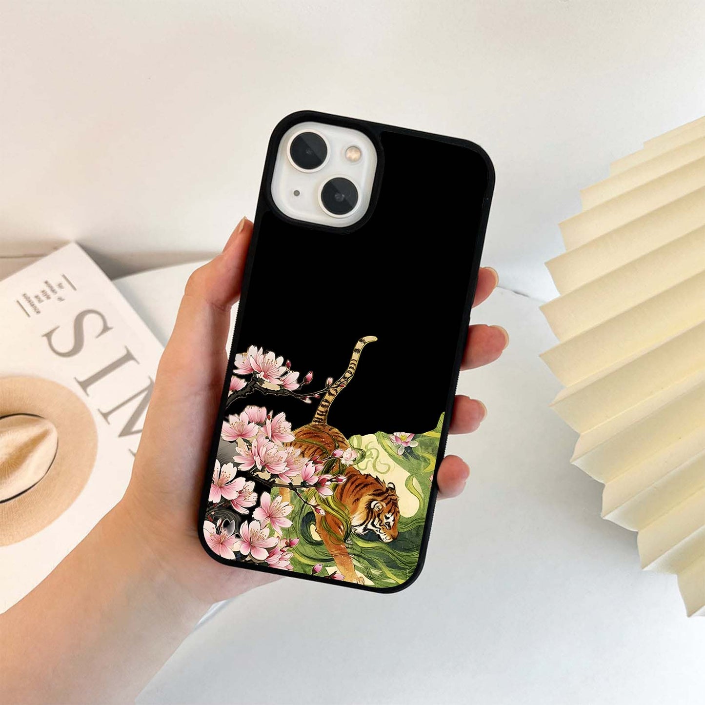 Tiger with sakura bloom Glass Case